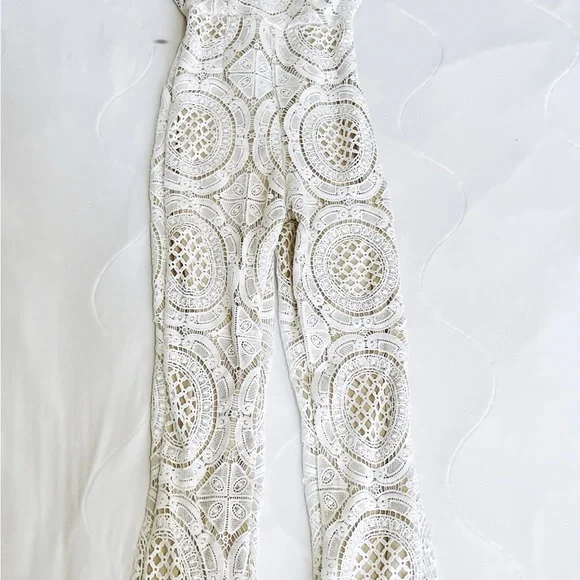 Elegant White Lace Jumpsuit - Picture 2 of 5